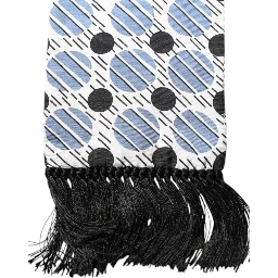 White Blue Polka Dotted Silk Skinny Scarf