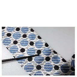 White Blue Polka Dotted Silk Skinny Scarf