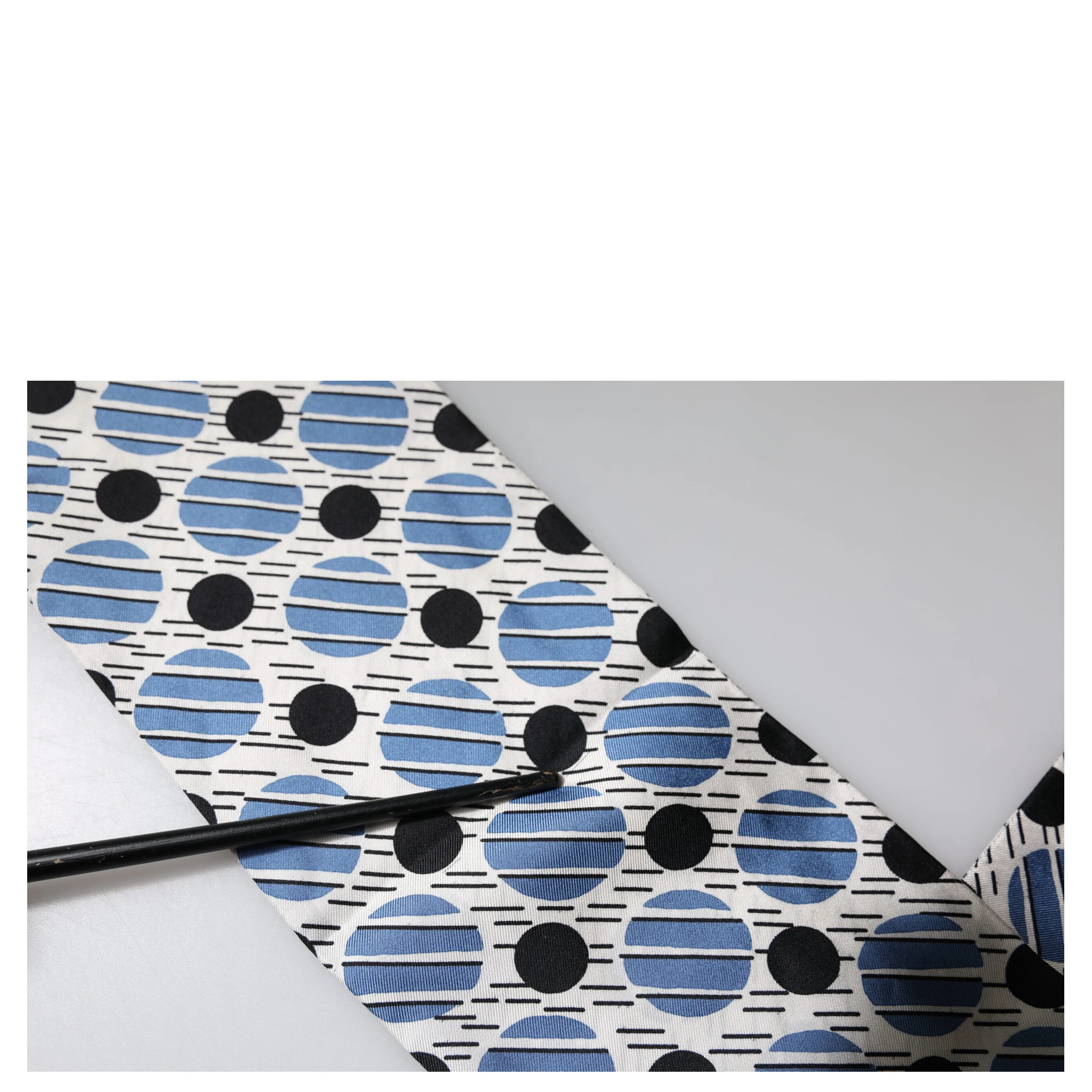 White Blue Polka Dotted Silk Skinny Scarf