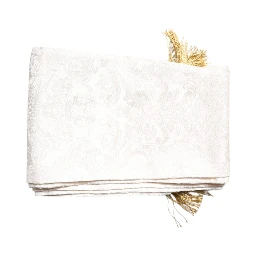 White Floral Jacquard Skinny Fringes Scarf