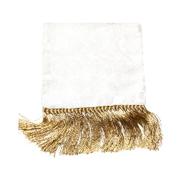 White Floral Jacquard Skinny Fringes Scarf