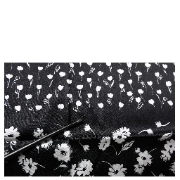 Black Floral Silk Square Wrap Shawl Scarf