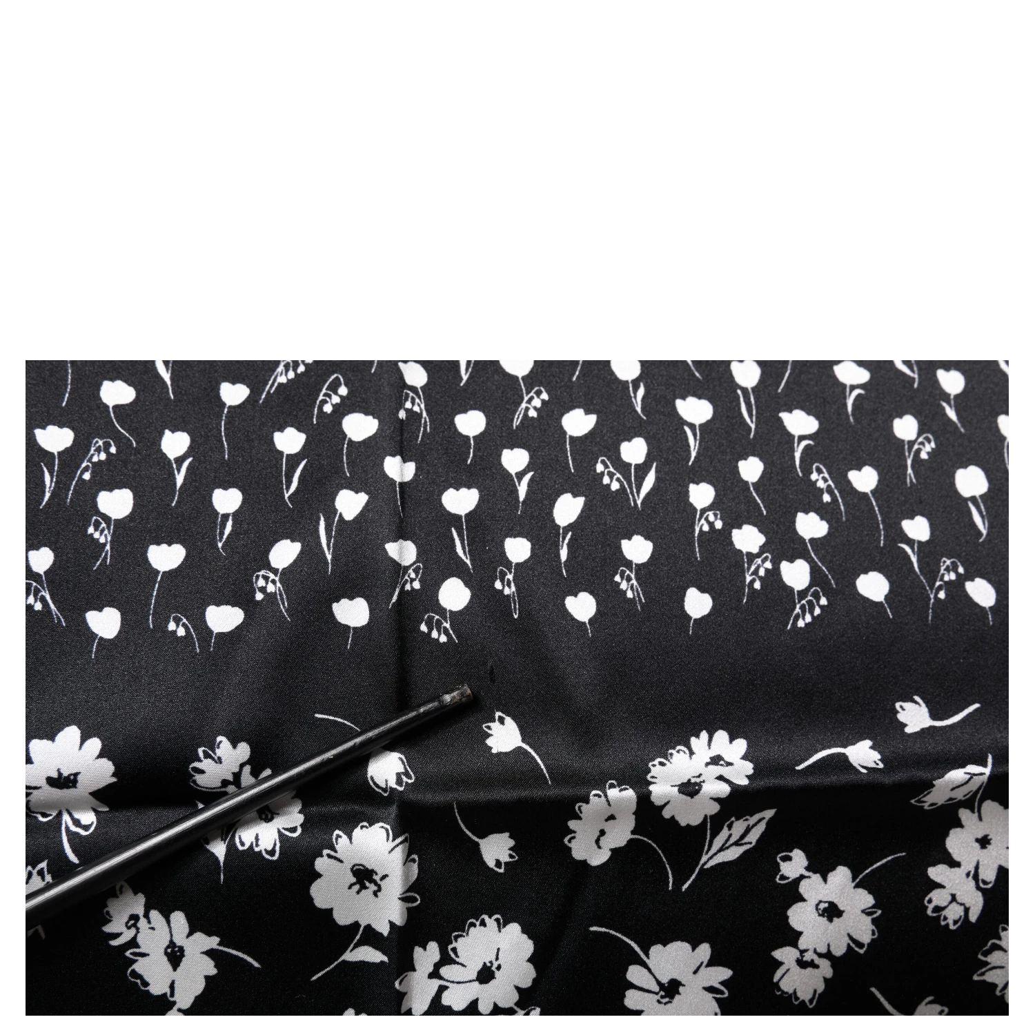 Black Floral Silk Square Wrap Shawl Scarf