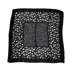 Black Floral Silk Square Wrap Shawl Scarf