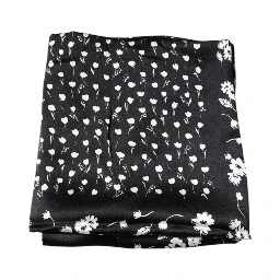 Black Floral Silk Square Wrap Shawl Scarf