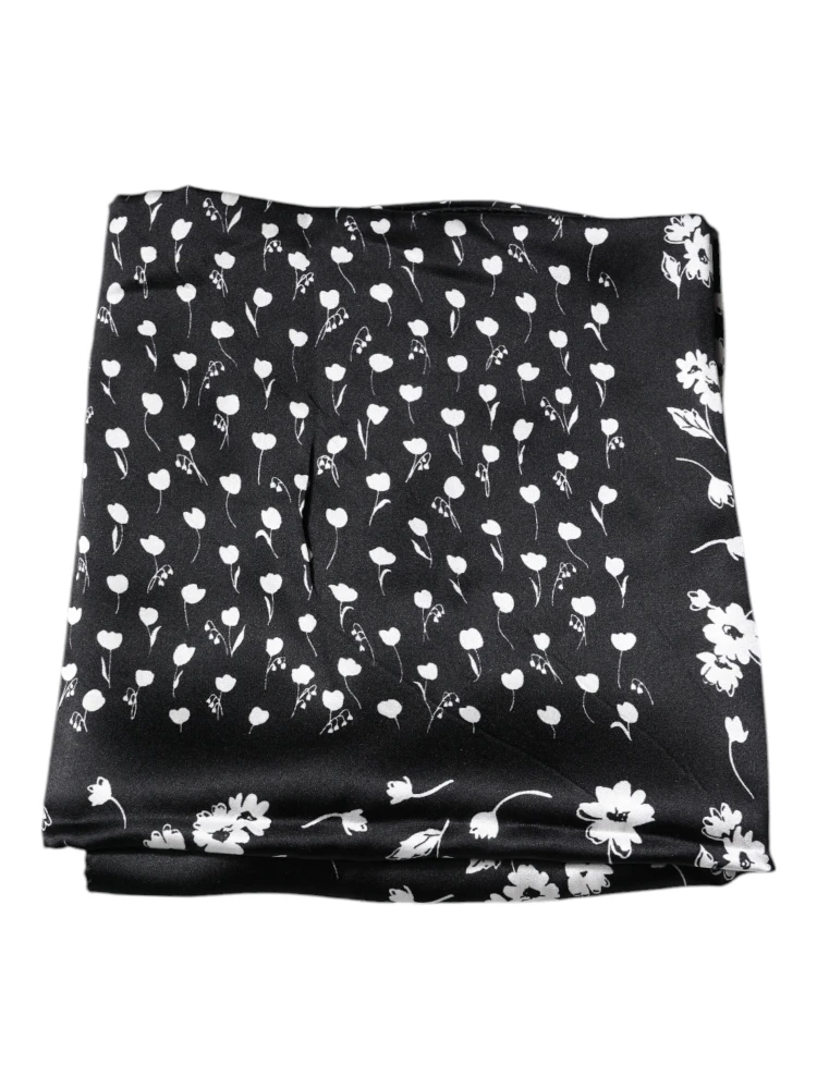 Black Floral Silk Square Wrap Shawl Scarf alternative