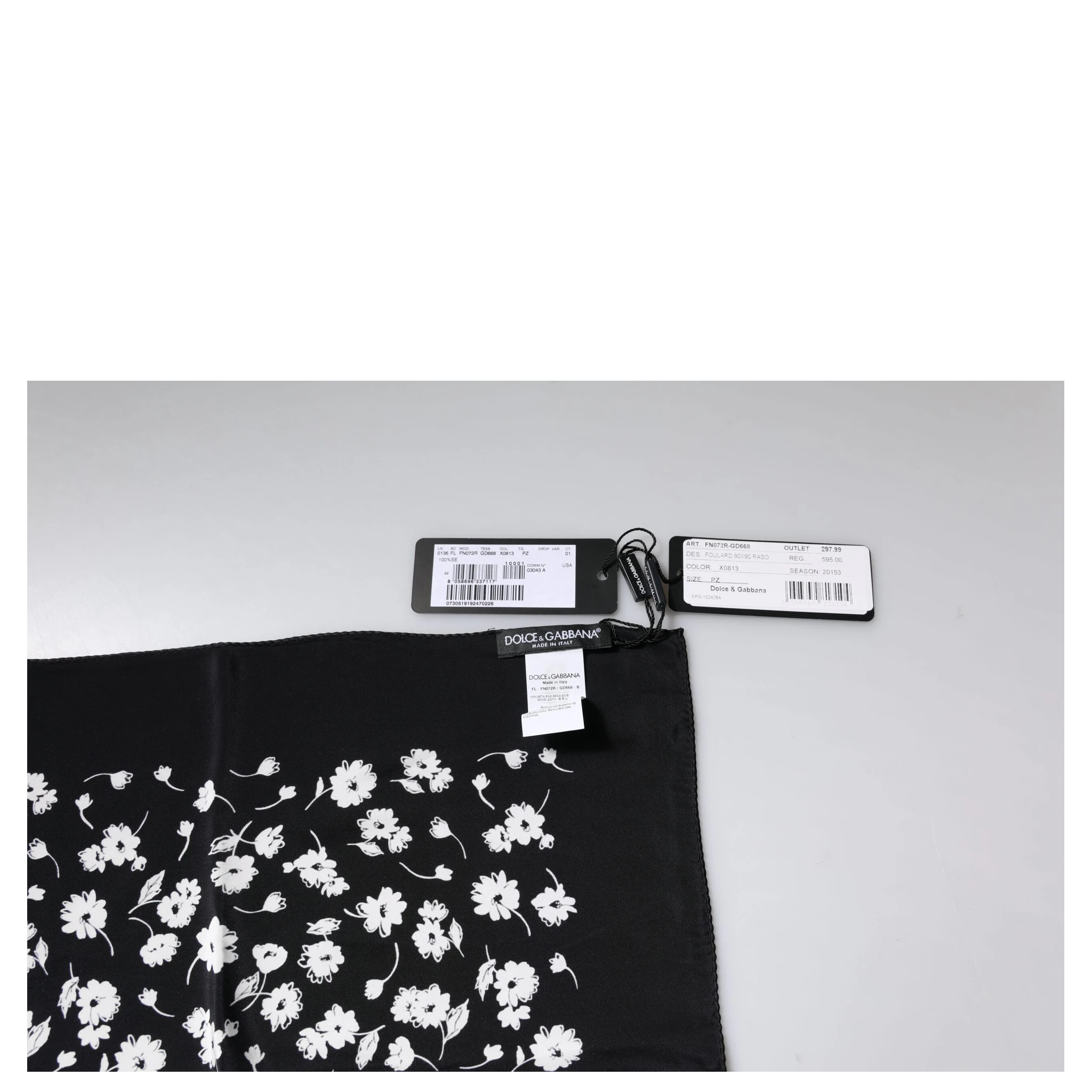 Black Floral Silk Square Wrap Shawl Scarf