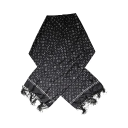 Black Circles Silk Fringes Shawl Wrap Scarf