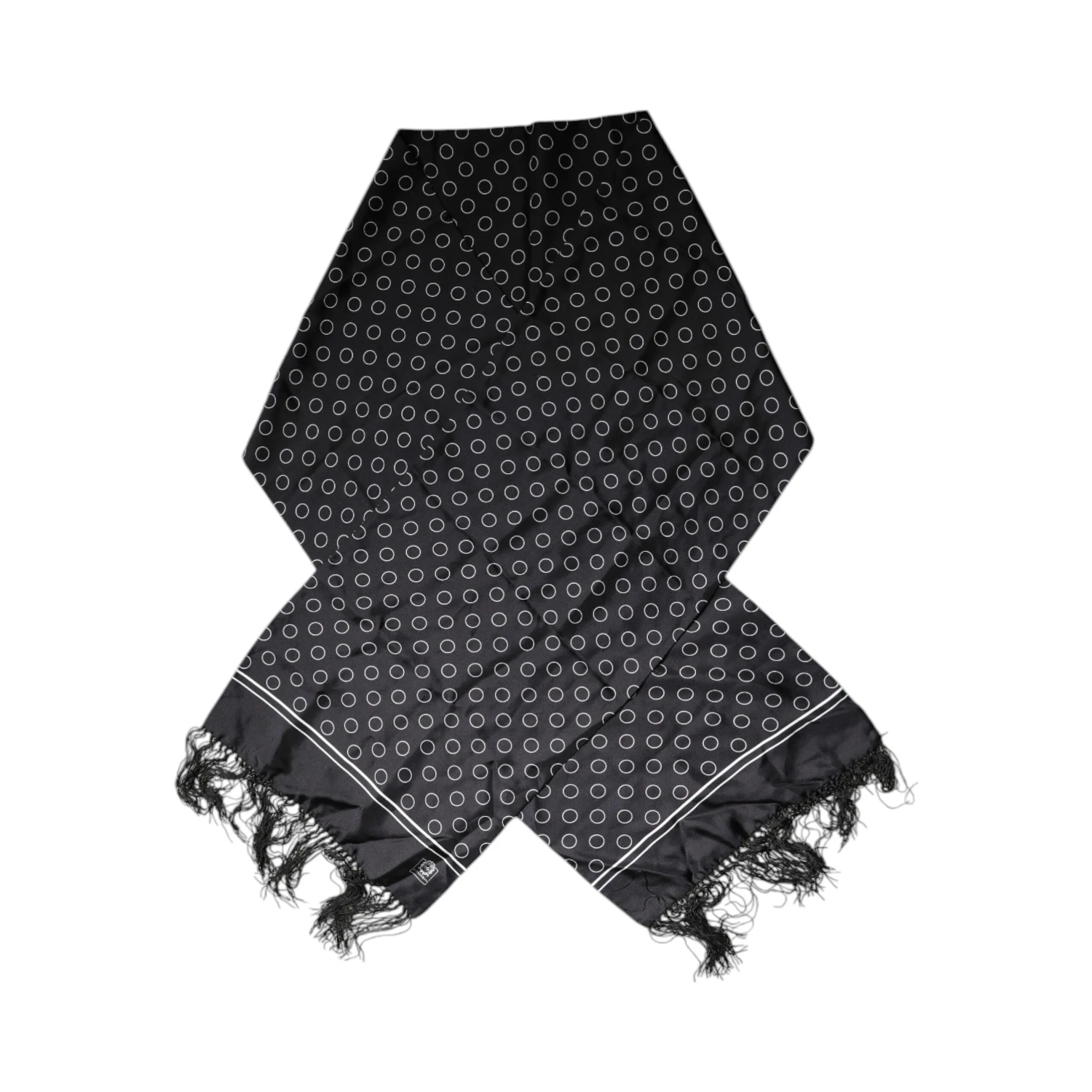Black Circles Silk Fringes Shawl Wrap Scarf