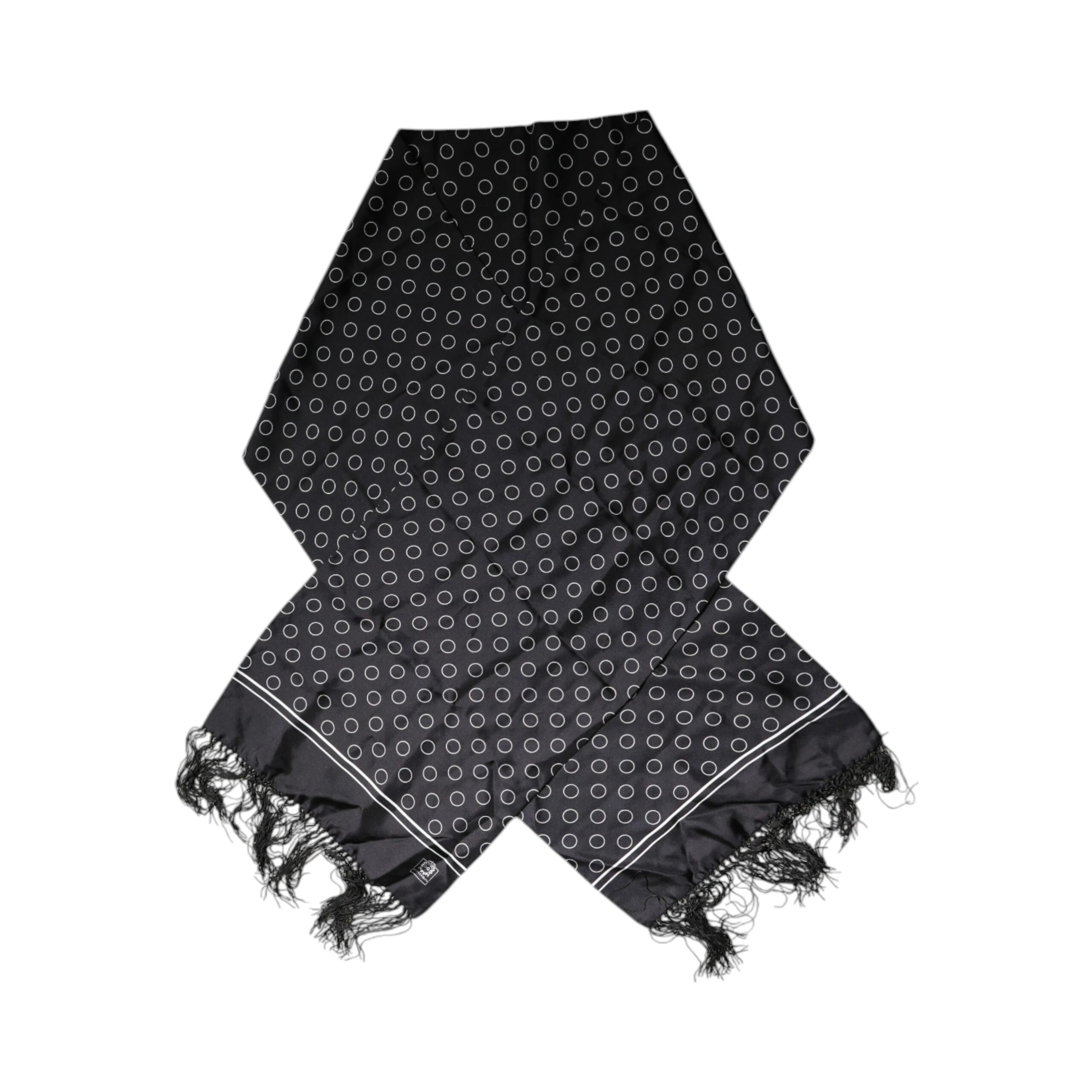 Black Circles Silk Fringes Shawl Wrap Scarf