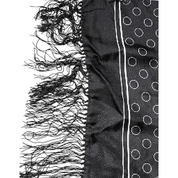 Black Circles Silk Fringes Shawl Wrap Scarf