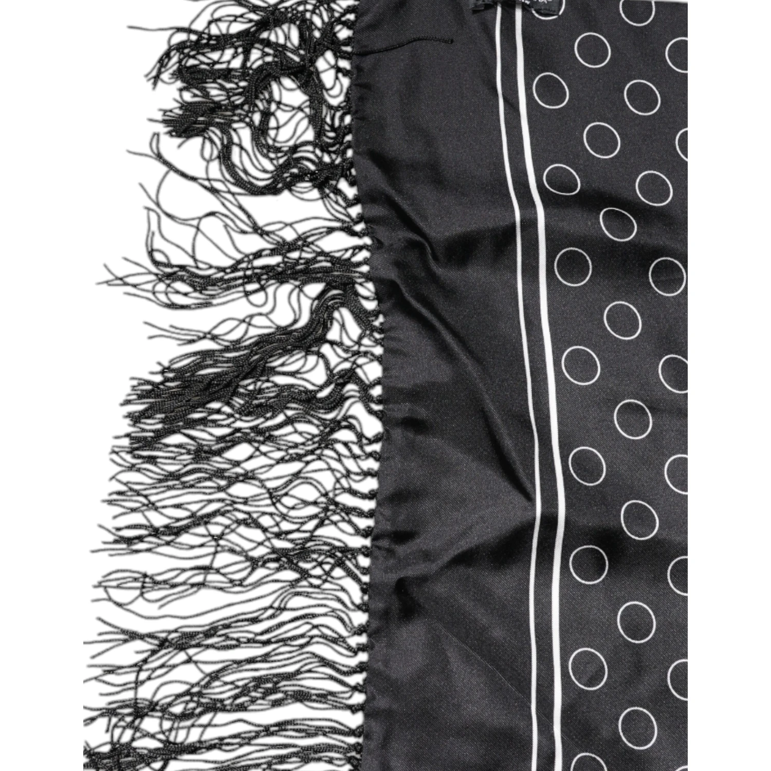 Black Circles Silk Fringes Shawl Wrap Scarf