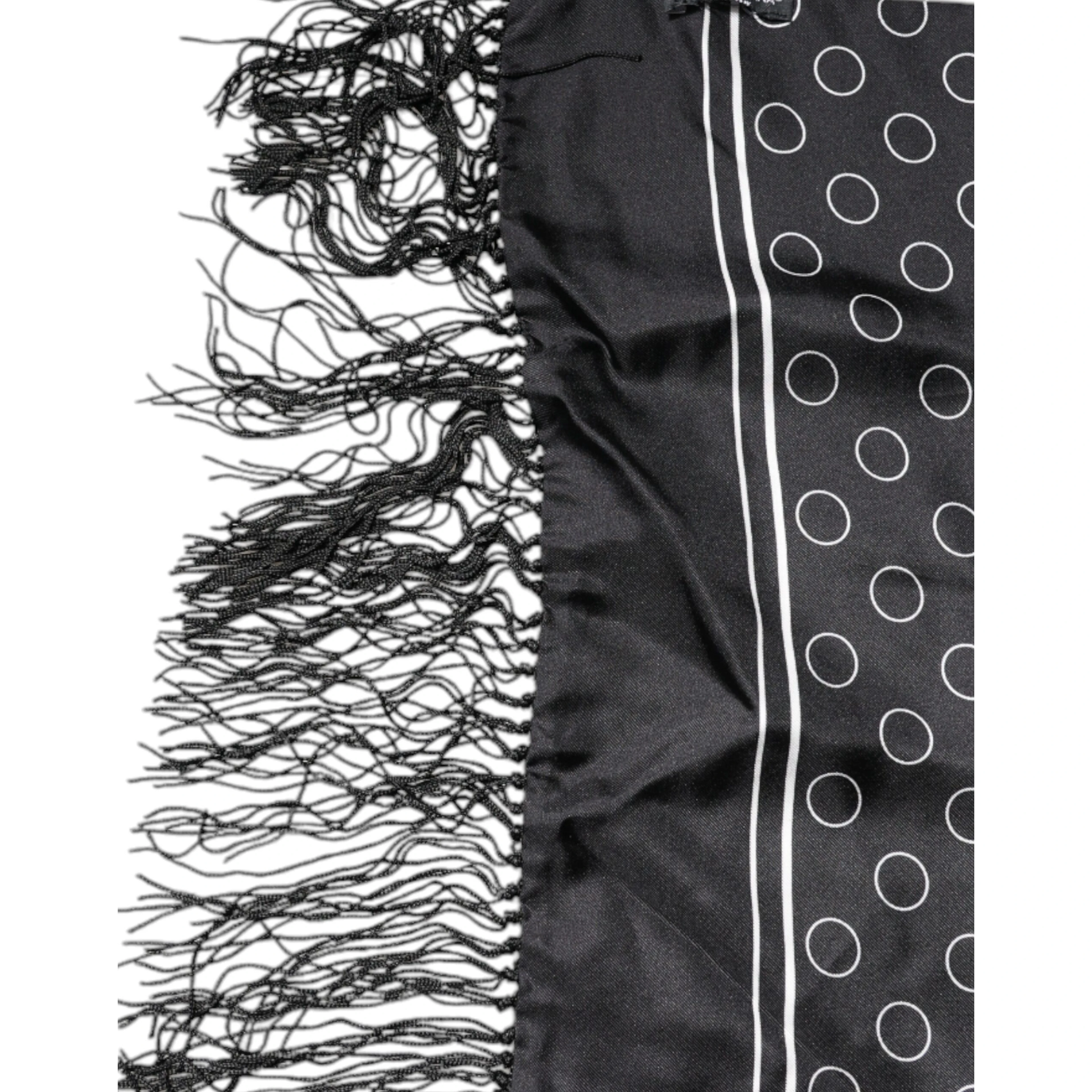 Black Circles Silk Fringes Shawl Wrap Scarf