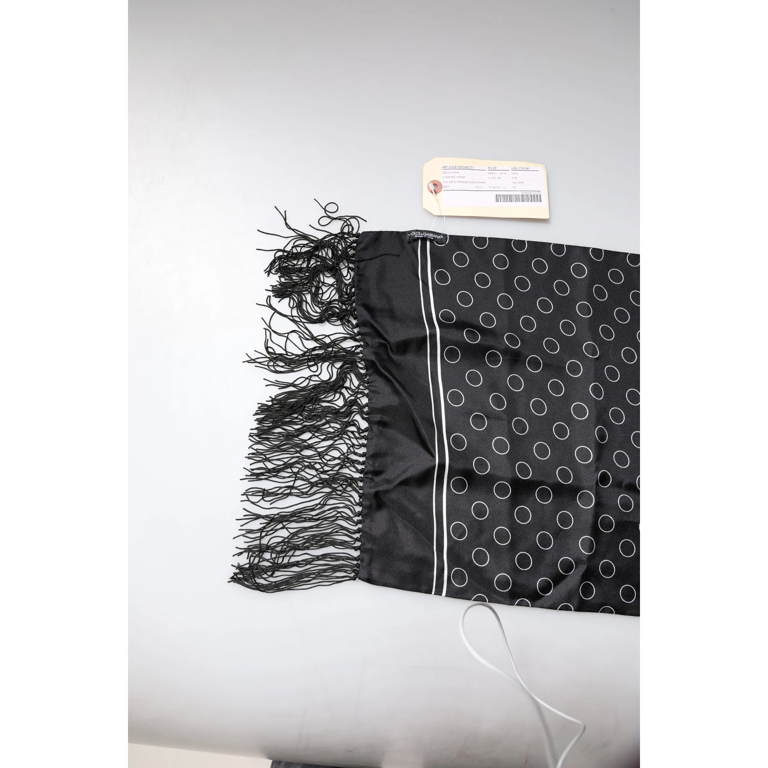 Black Circles Silk Fringes Shawl Wrap Scarf