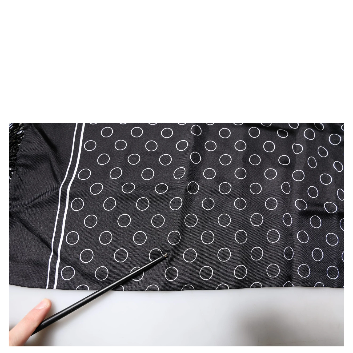 Black Circles Silk Fringes Shawl Wrap Scarf