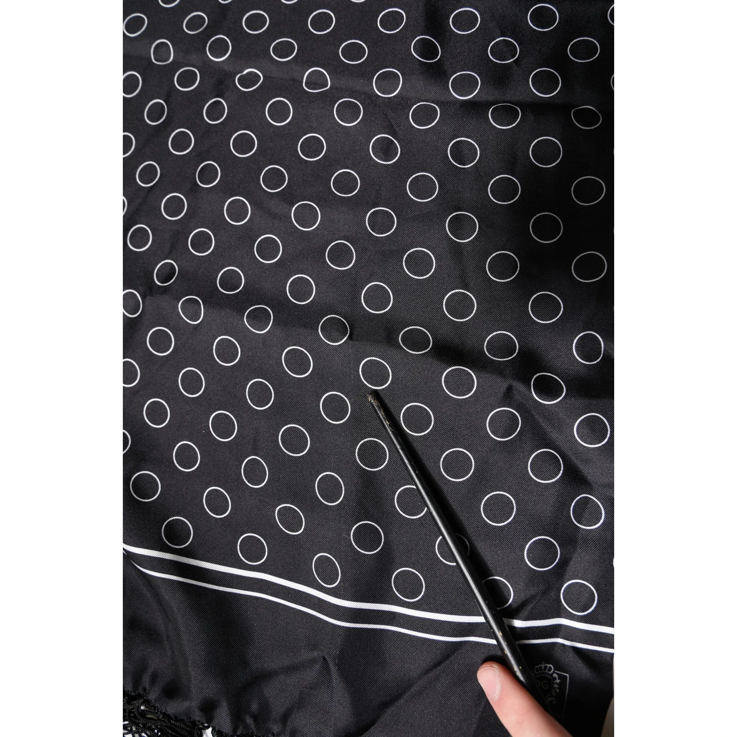 Black Circles Silk Fringes Shawl Wrap Scarf
