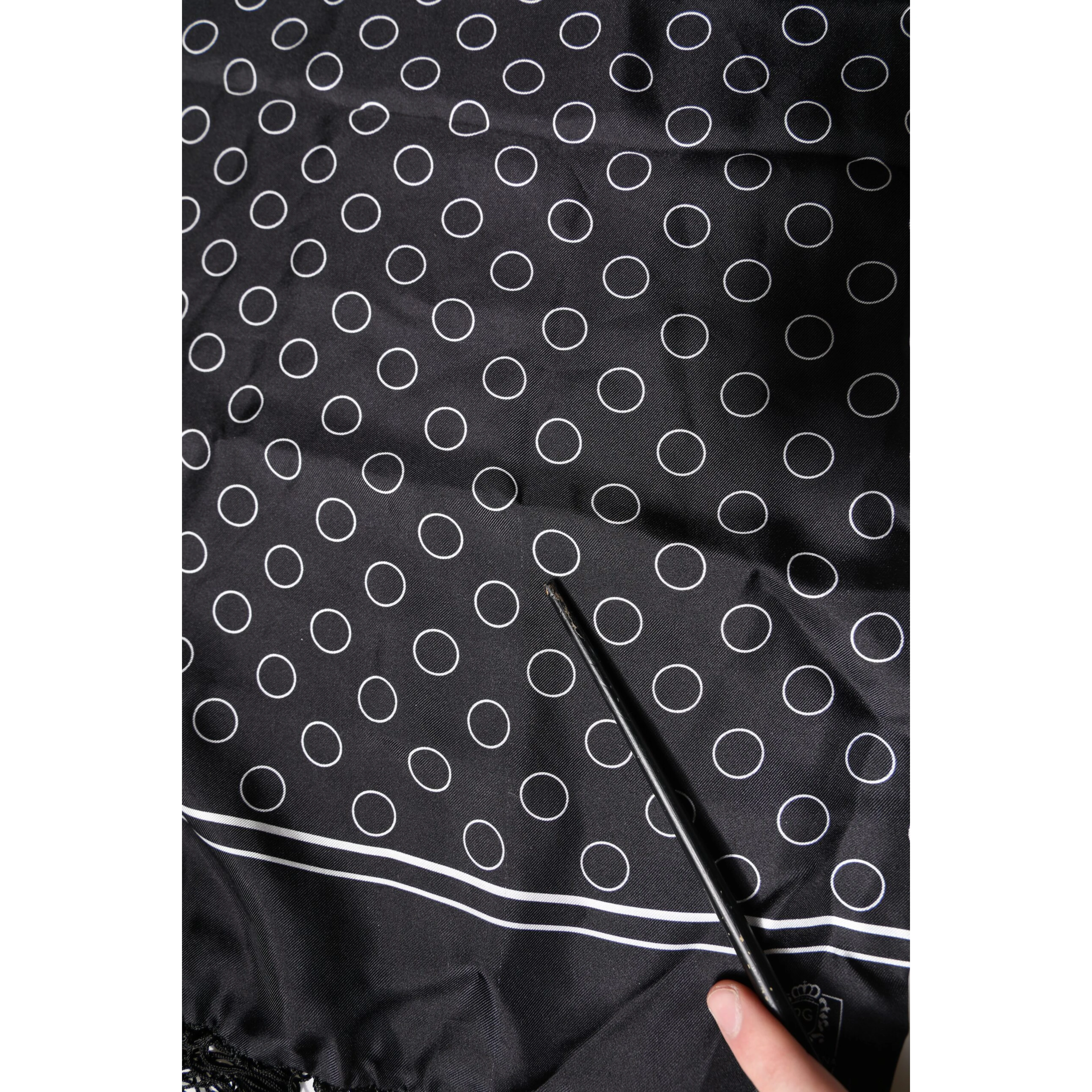 Black Circles Silk Fringes Shawl Wrap Scarf