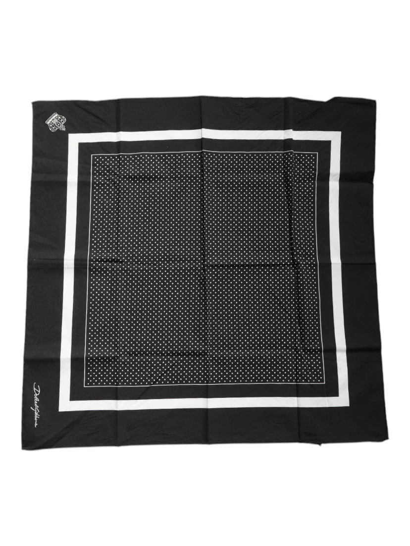 Black Polka Dots Cotton Handkerchief Scarf