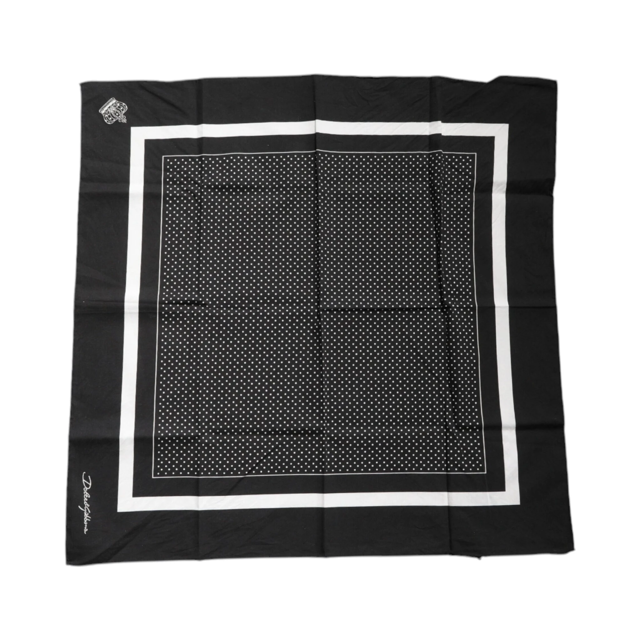 Black Polka Dots Cotton Handkerchief Scarf