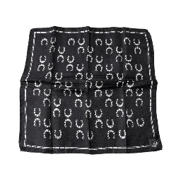 Black Horseshoe Silk Square Handkerchief Scarf