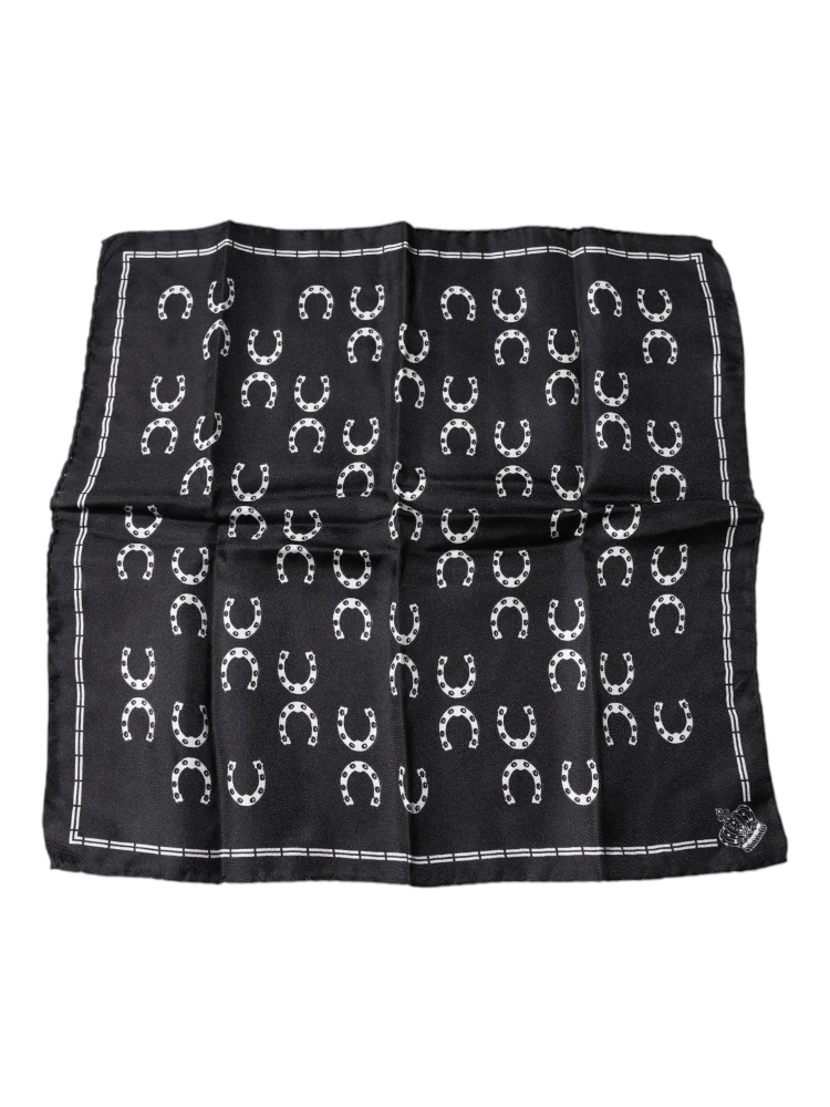 Black Horseshoe Silk Square Handkerchief Scarf alternative