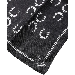 Black Horseshoe Silk Square Handkerchief Scarf