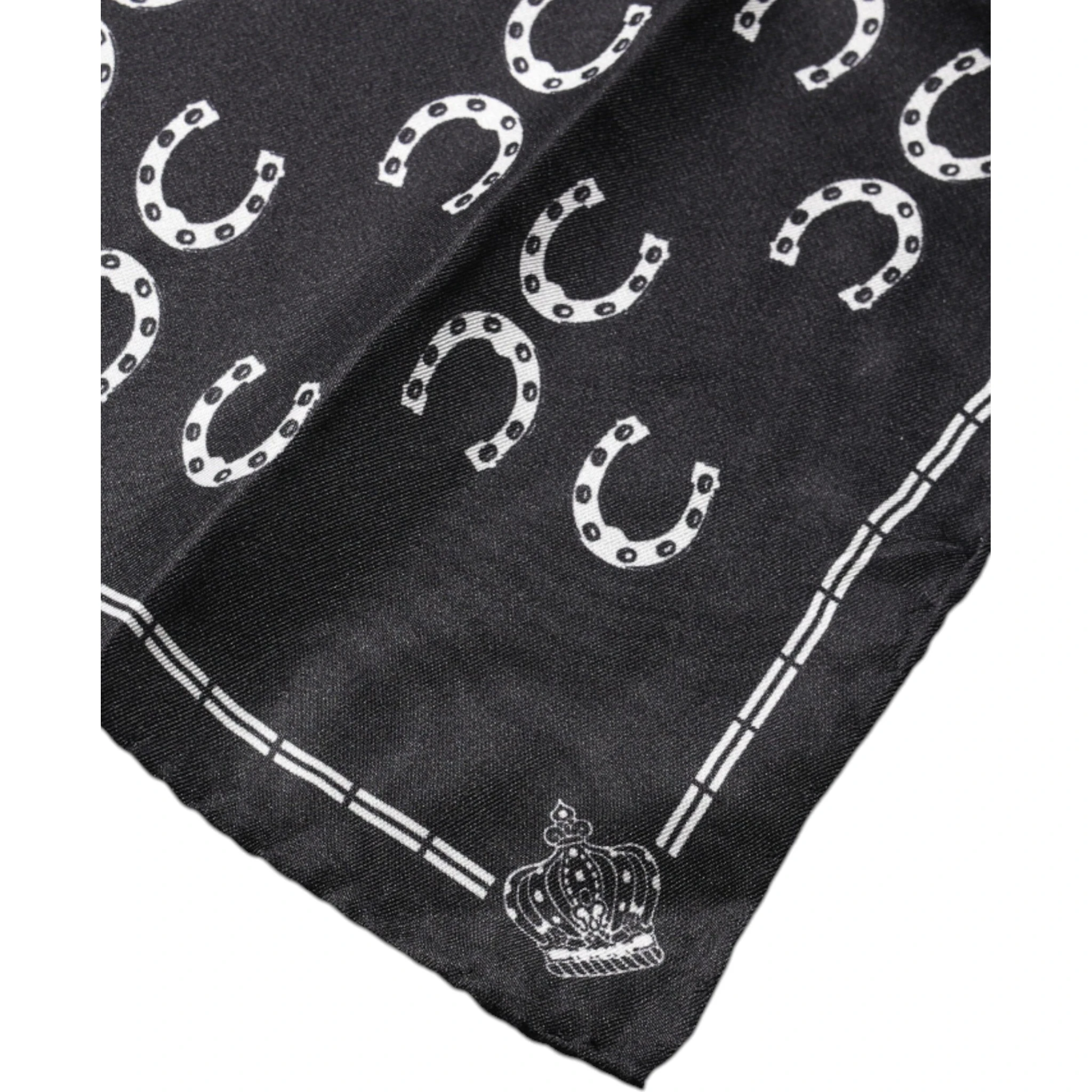 Black Horseshoe Silk Square Handkerchief Scarf