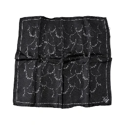 Black Patterned Silk Handkerchief Scarf