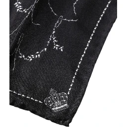 Black Patterned Silk Handkerchief Scarf