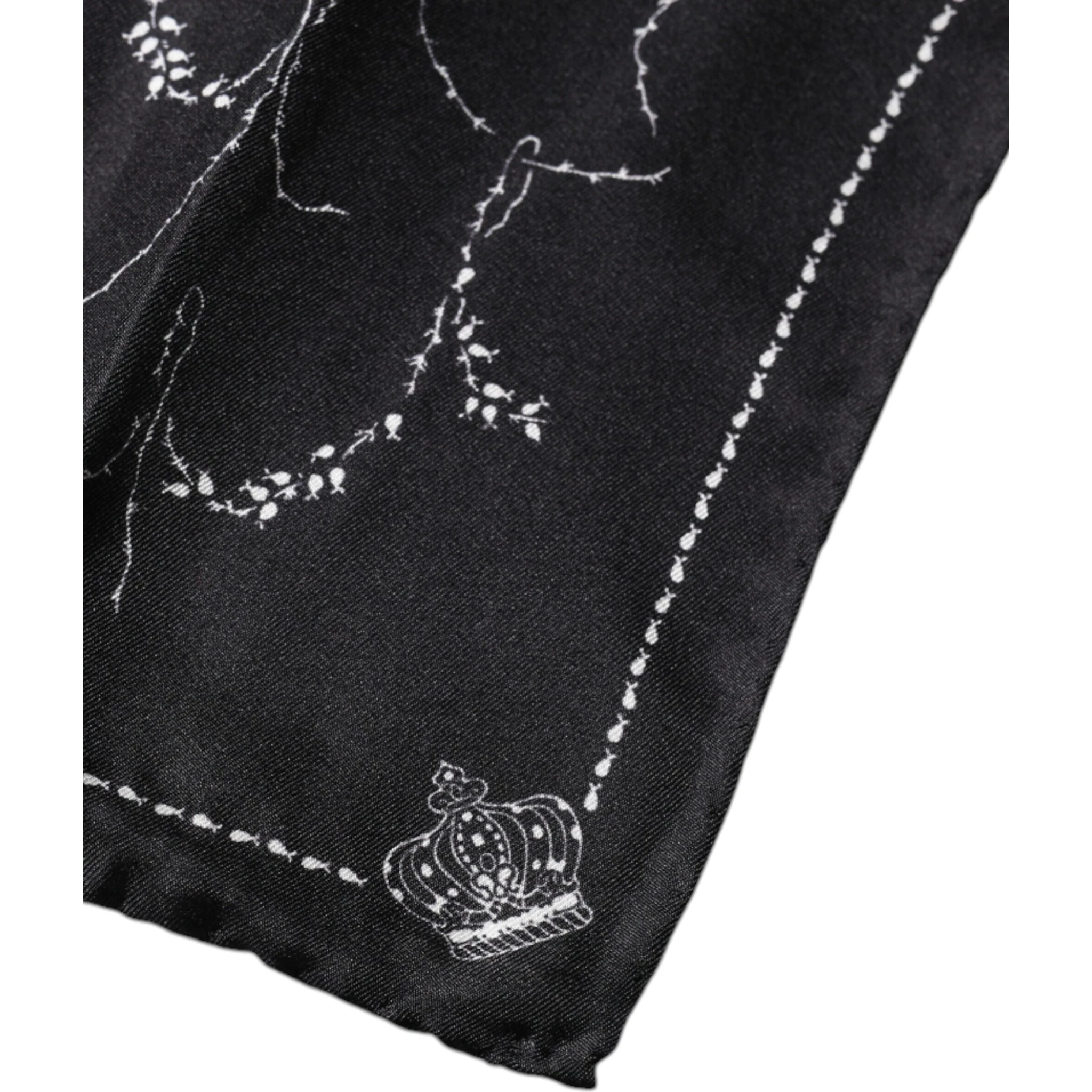 Black Patterned Silk Handkerchief Scarf