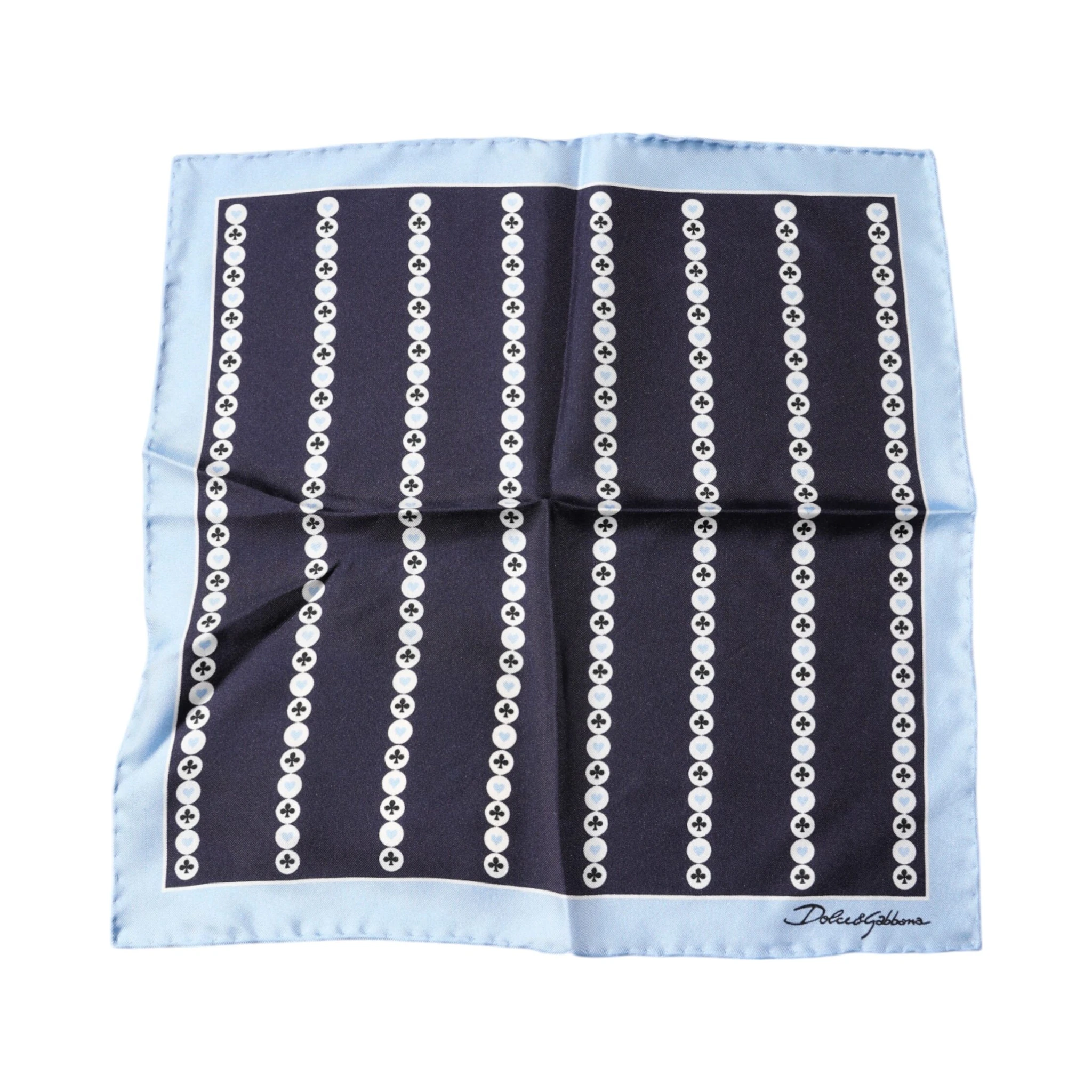Blue Heart Spade Silk Handkerchief Scarf