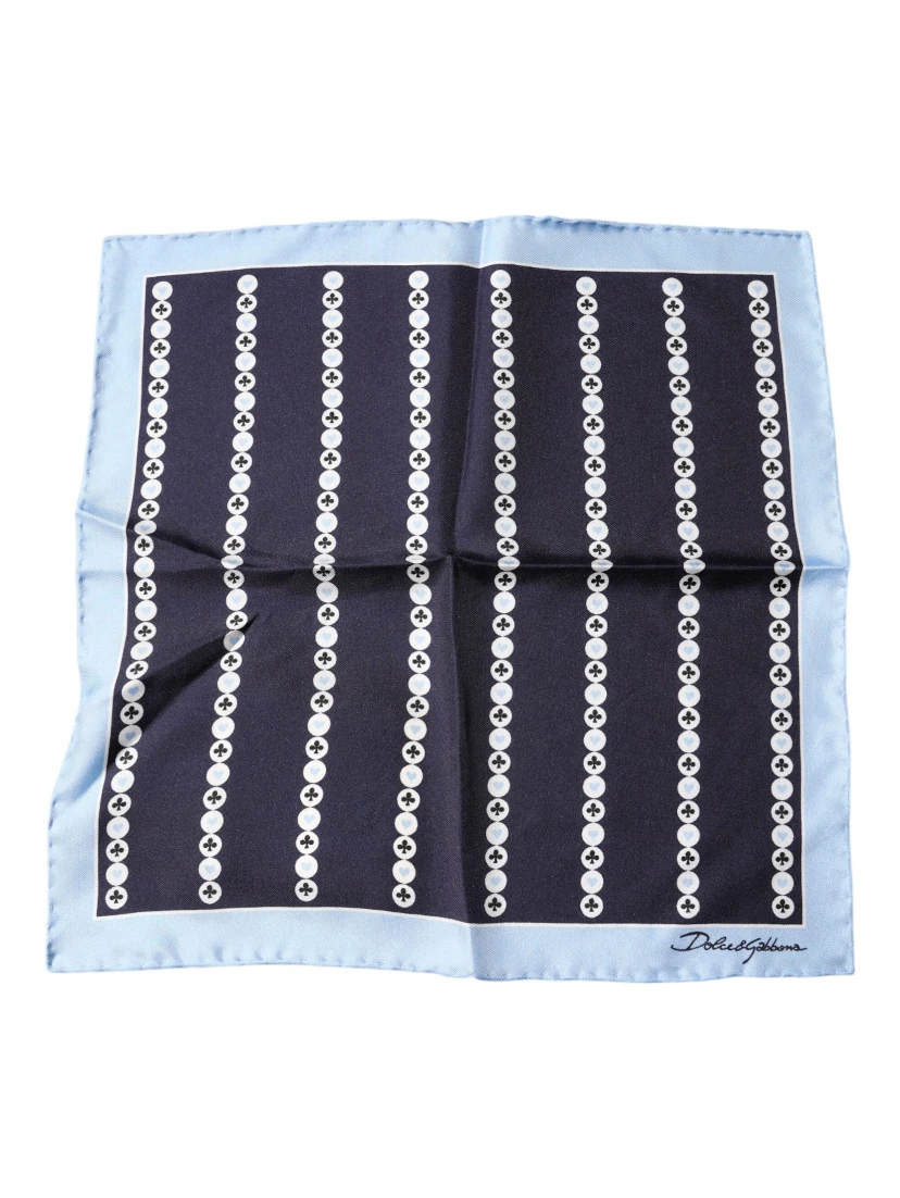 Blue Heart Spade Silk Handkerchief Scarf