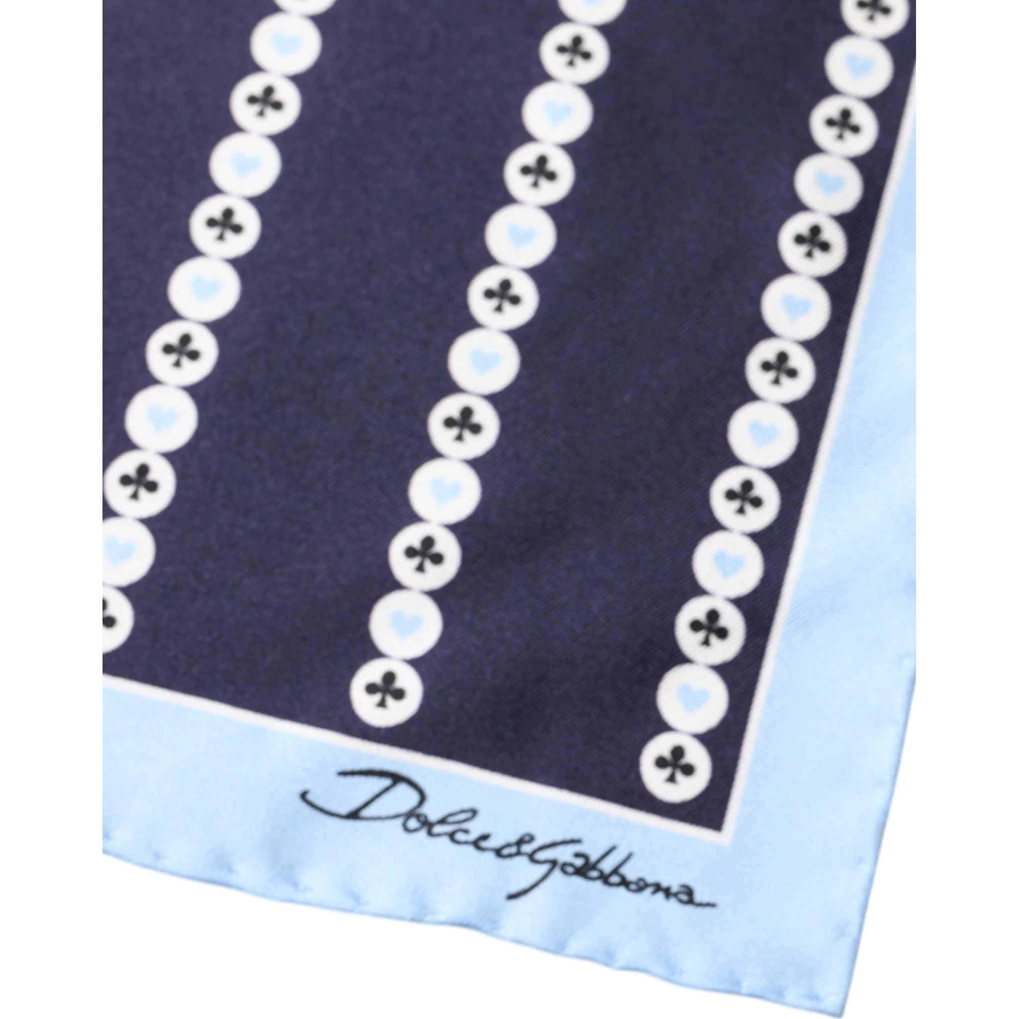 Blue Heart Spade Silk Handkerchief Scarf