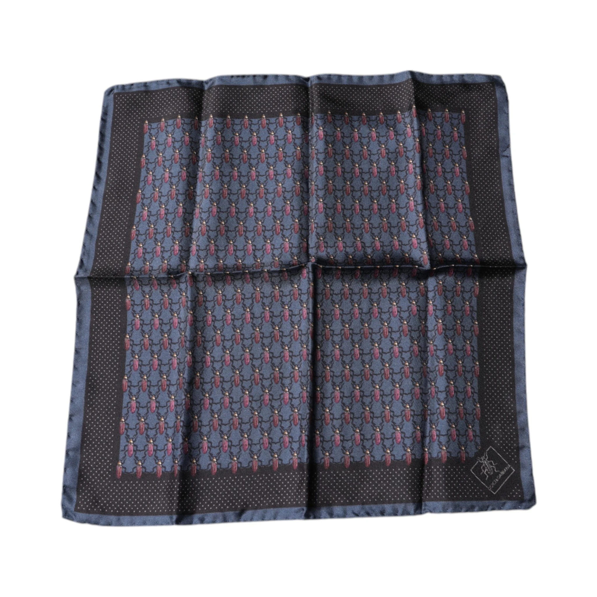 Dark Blue Beetle Square Handkerchief Scarf