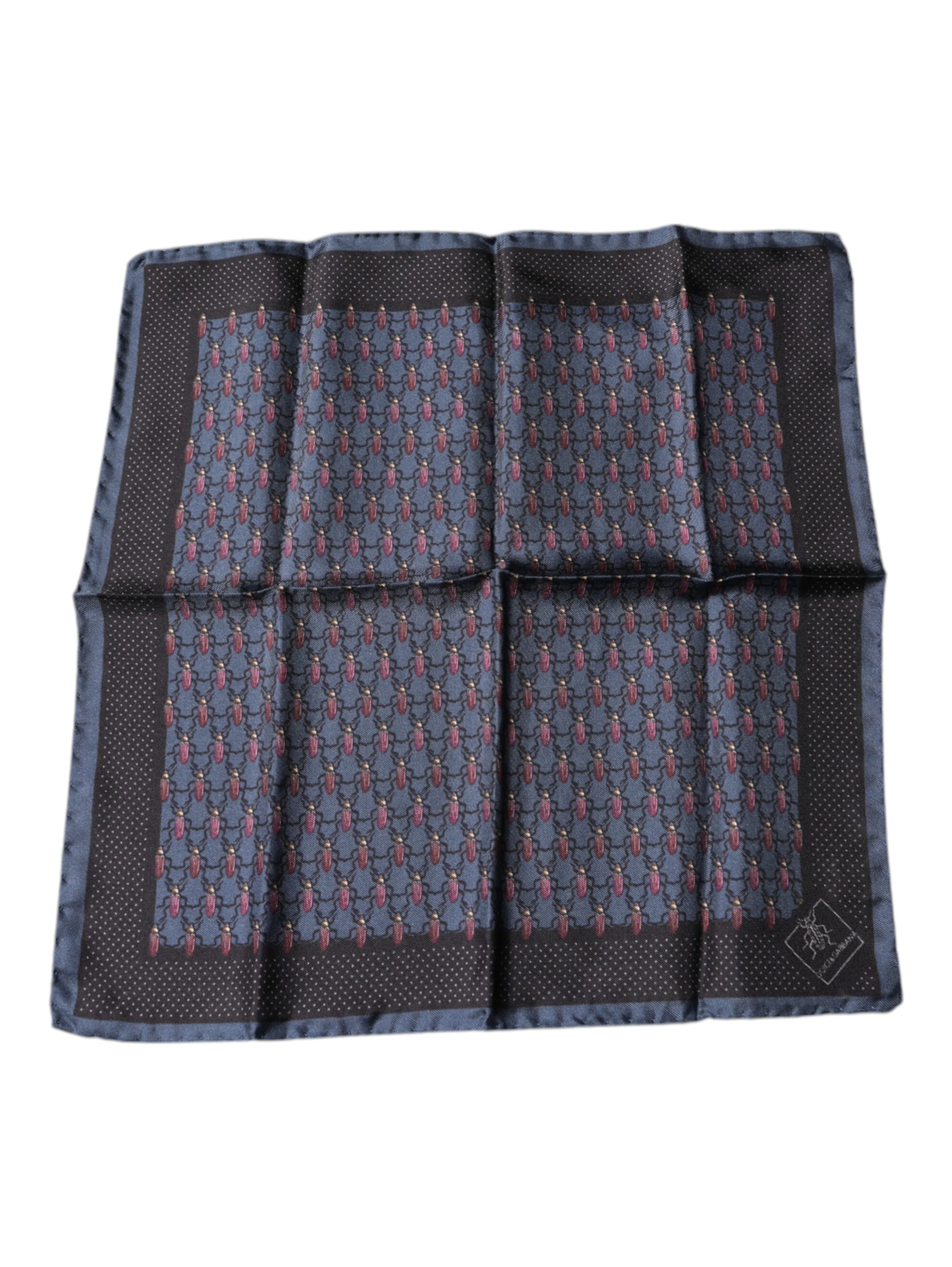 Dark Blue Beetle Square Handkerchief Scarf