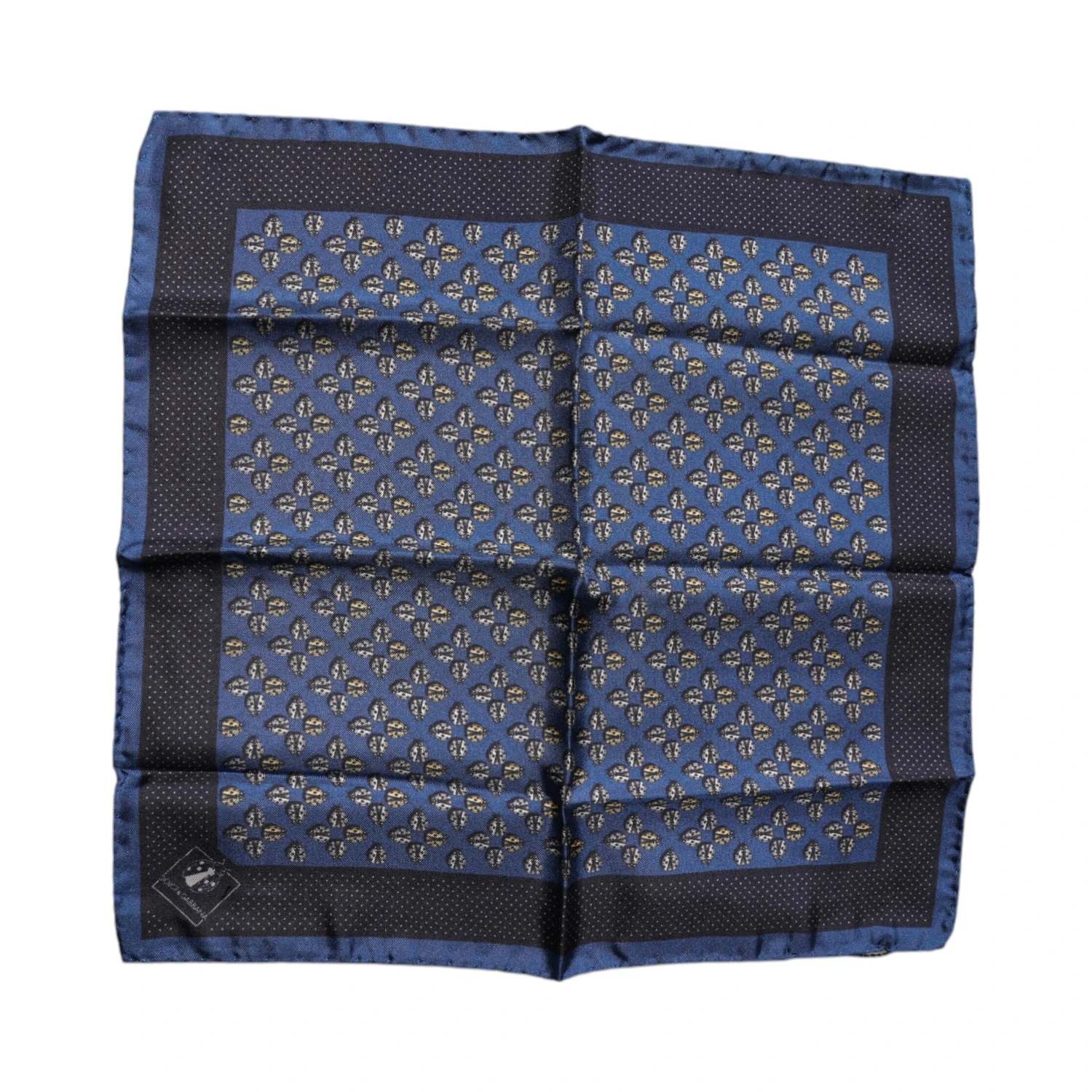 Blue Lady Bug Silk Square Handkerchief Scarf