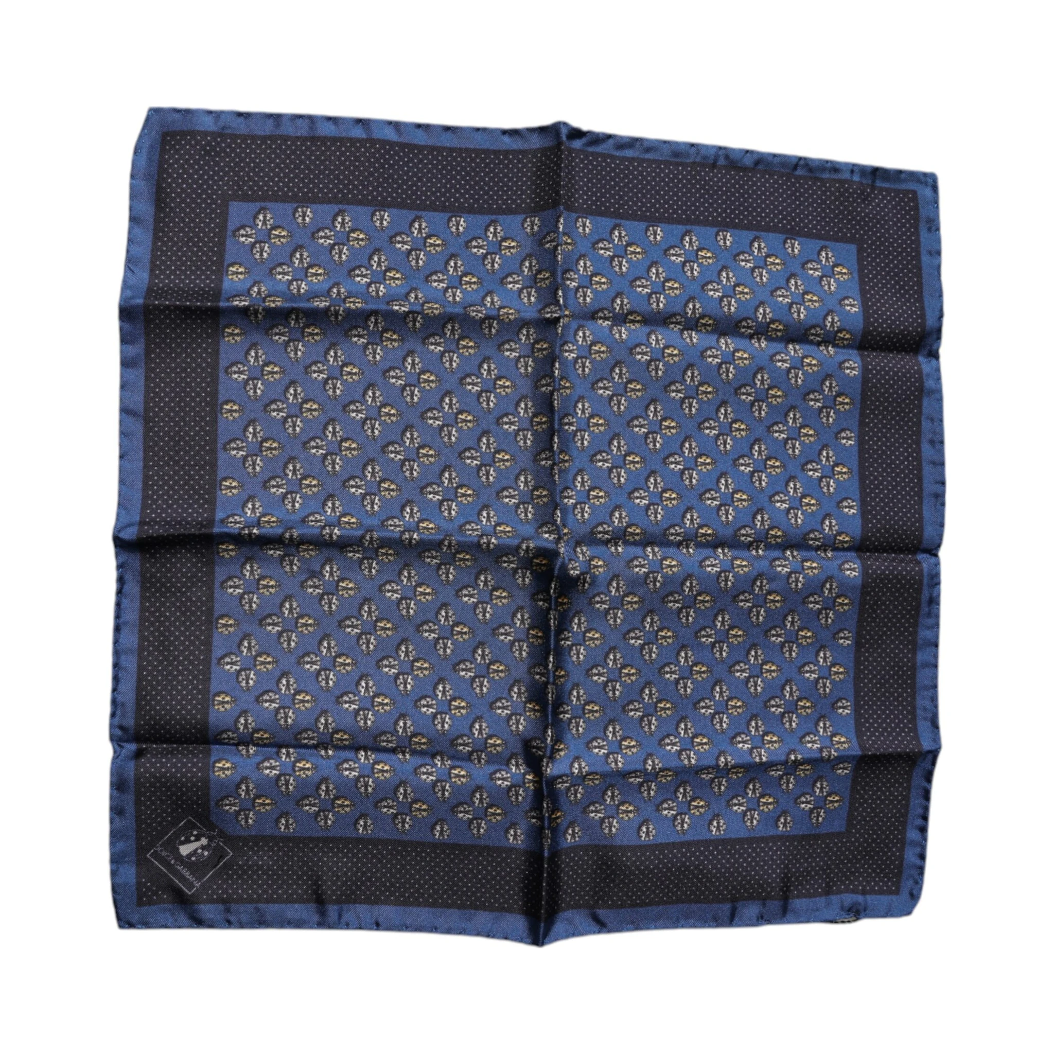 Blue Lady Bug Silk Square Handkerchief Scarf