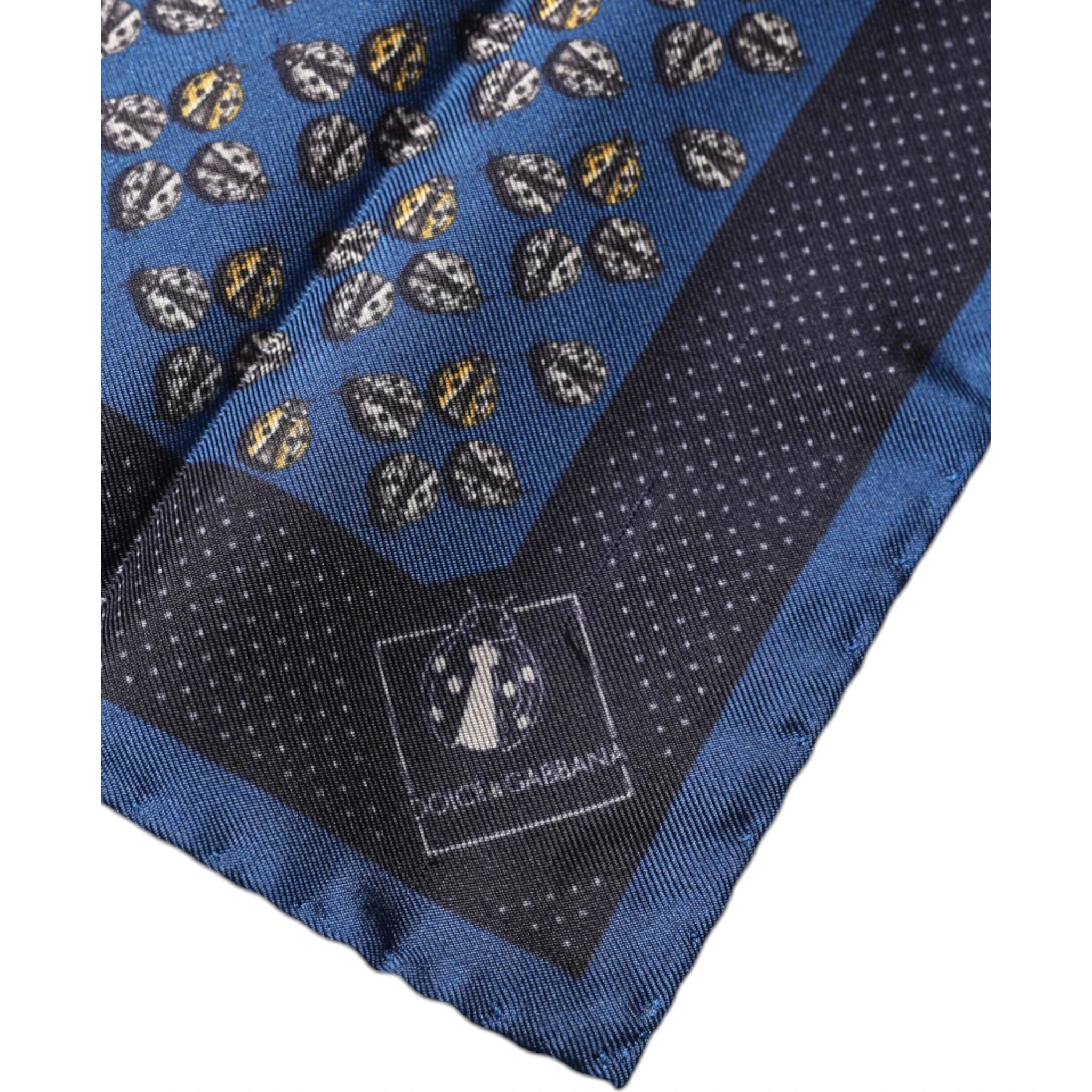 Blue Lady Bug Silk Square Handkerchief Scarf