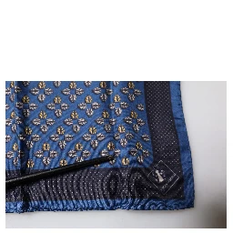 Blue Lady Bug Silk Square Handkerchief Scarf