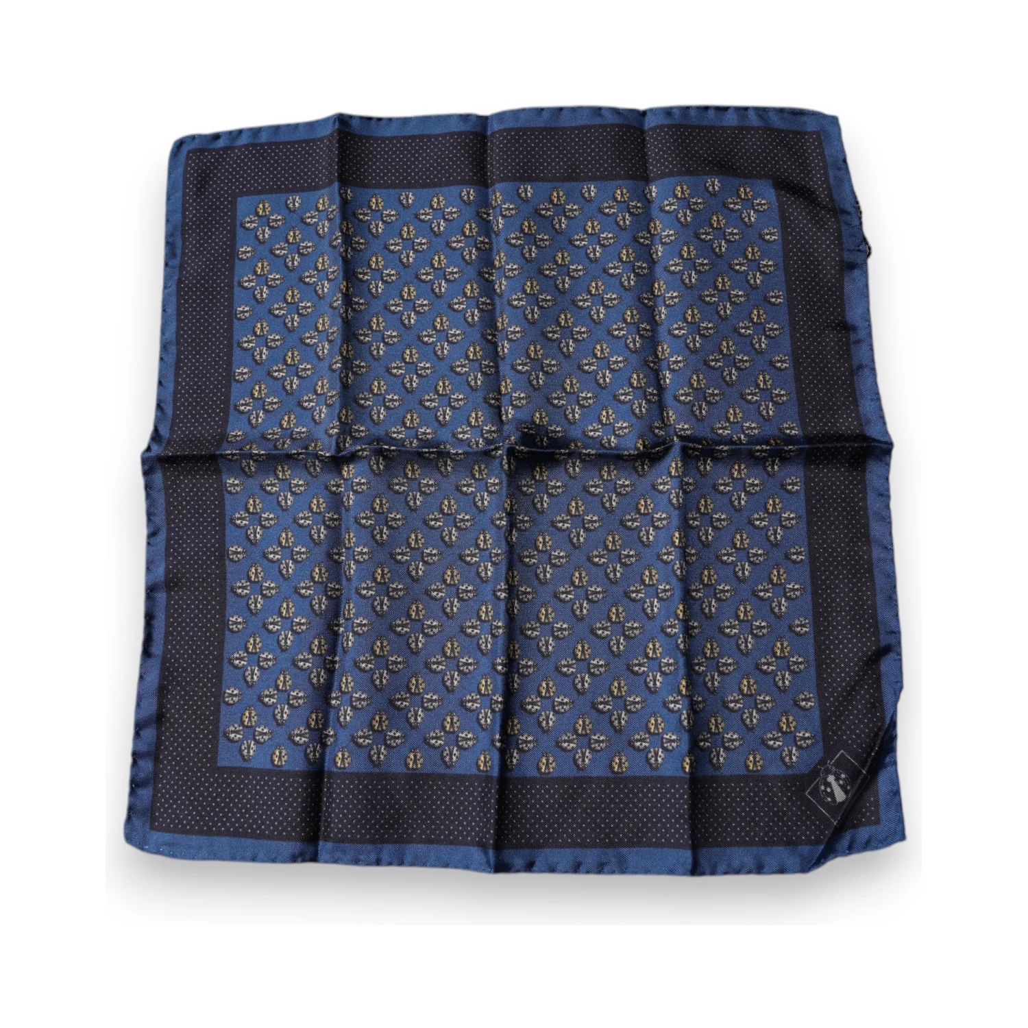 Blue Lady Bug Silk Square Handkerchief Scarf
