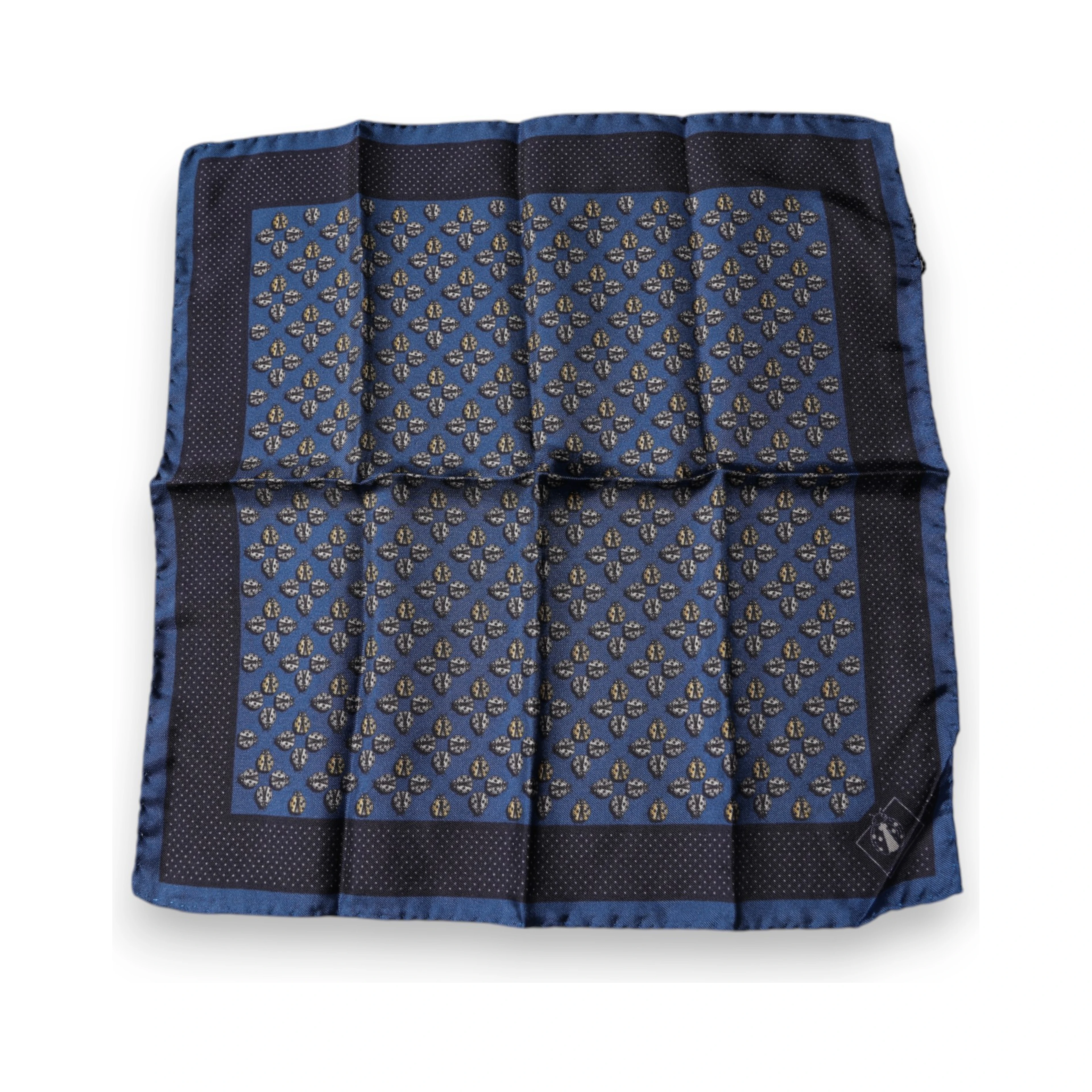 Blue Lady Bug Silk Square Handkerchief Scarf