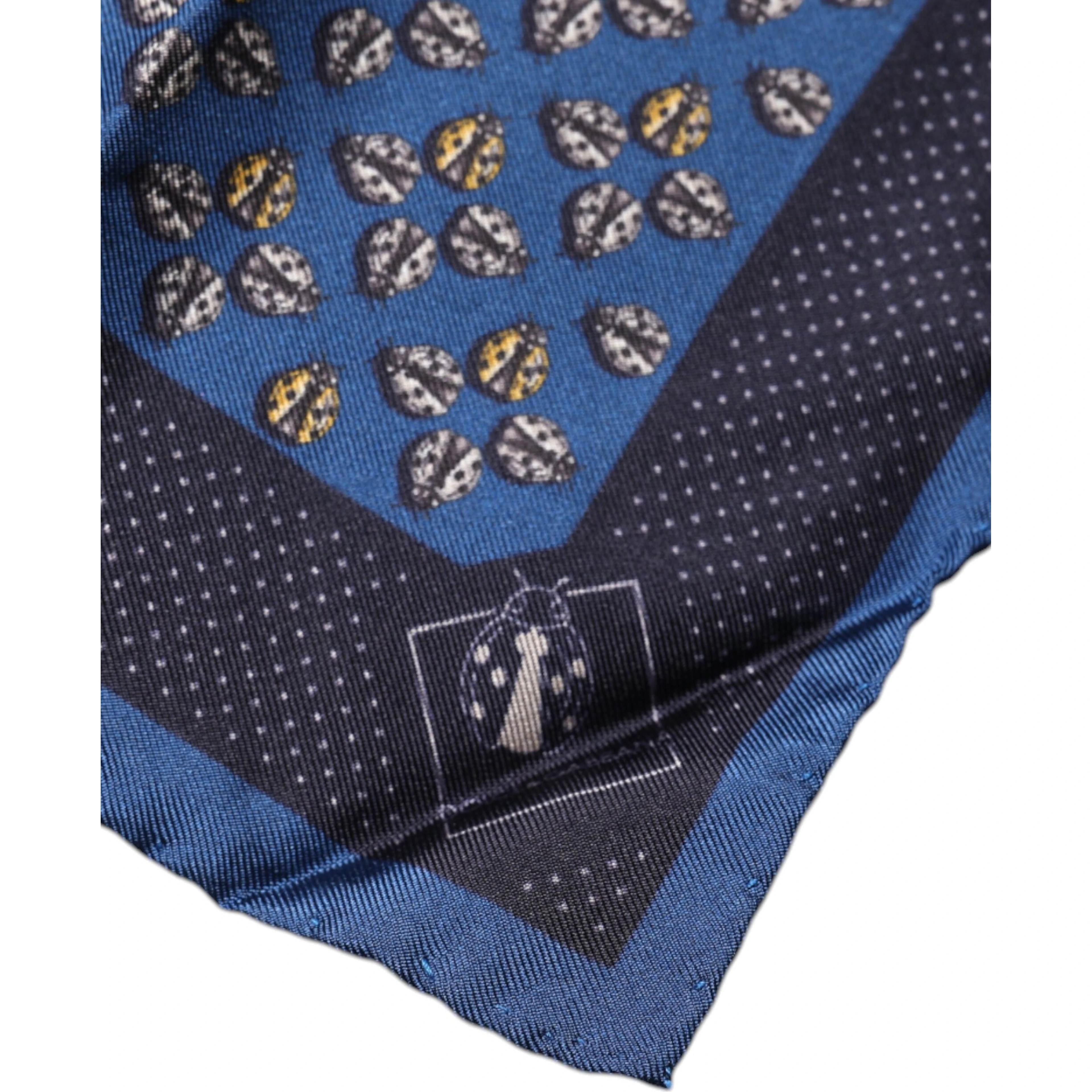 Blue Lady Bug Silk Square Handkerchief Scarf