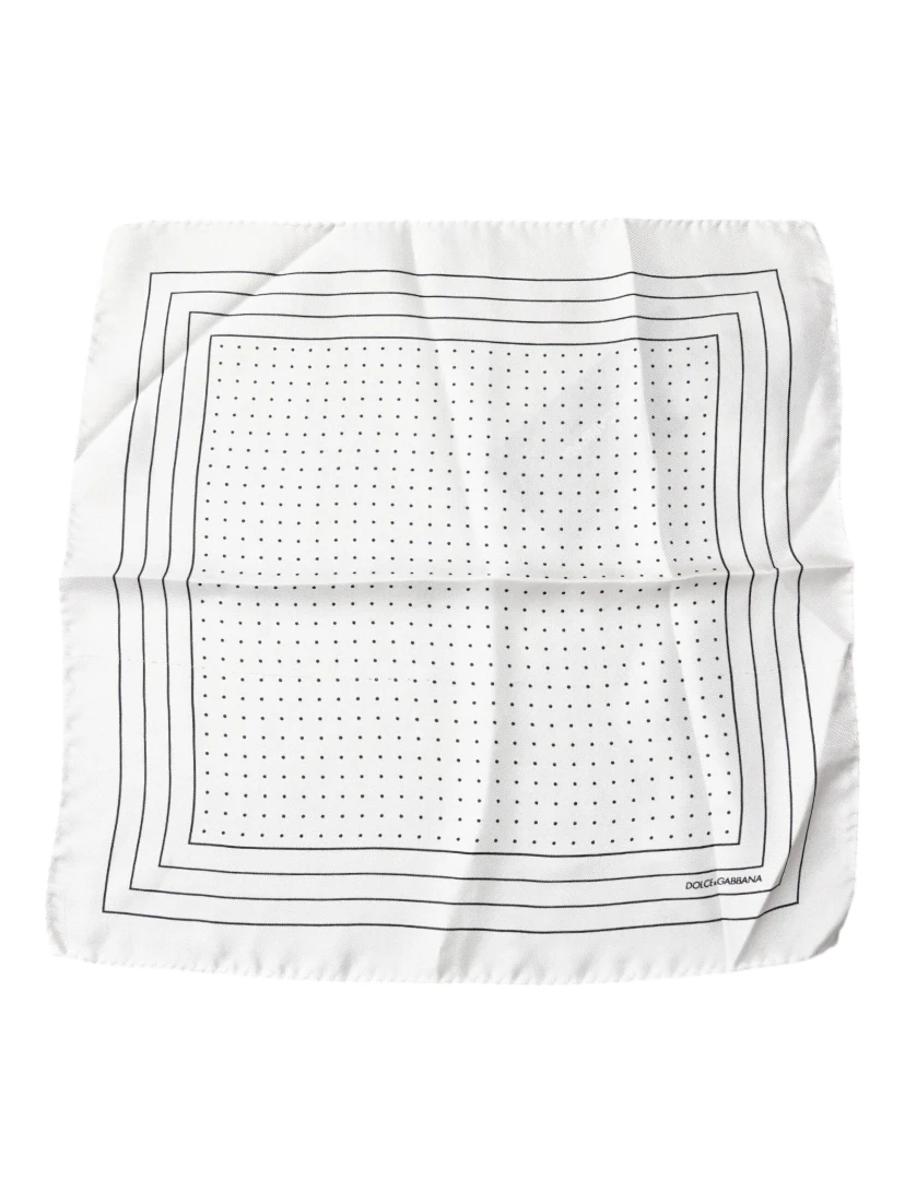 White Polka Dots Square Handkerchief Scarf