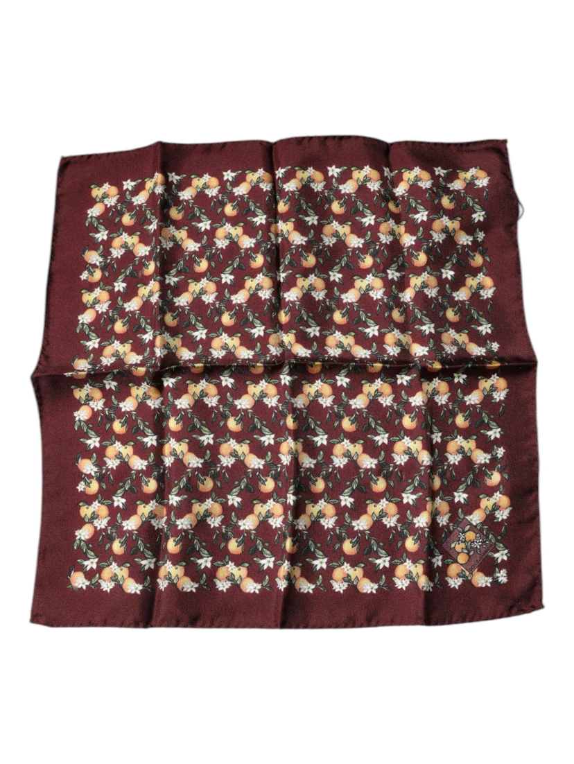 Maroon Oranges Silk Square Handkerchief Scarf