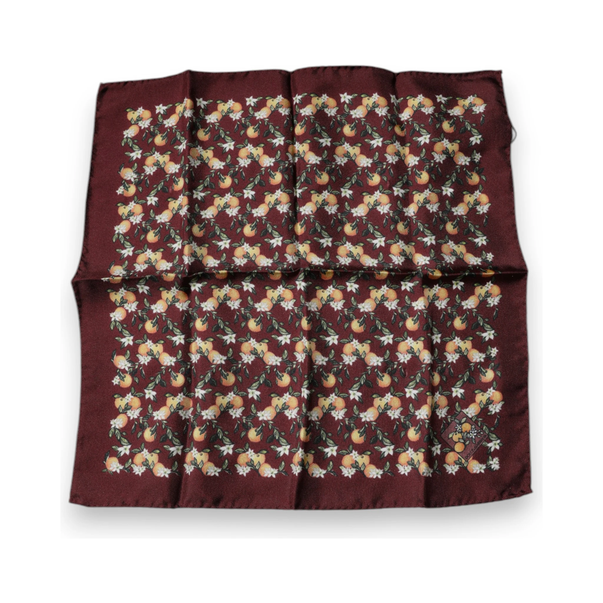 Maroon Oranges Silk Square Handkerchief Scarf