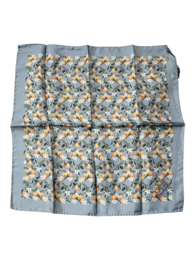 Gray Oranges Silk Square Handkerchief Scarf