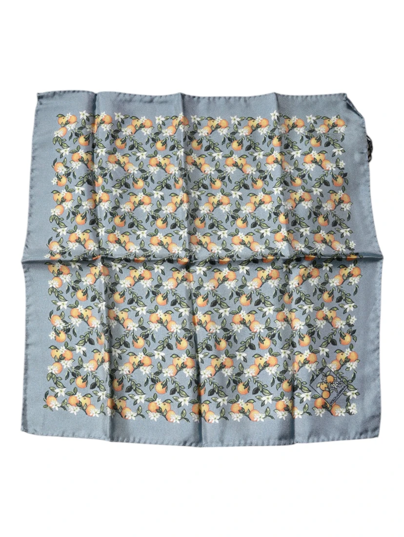 Gray Oranges Silk Square Handkerchief Scarf