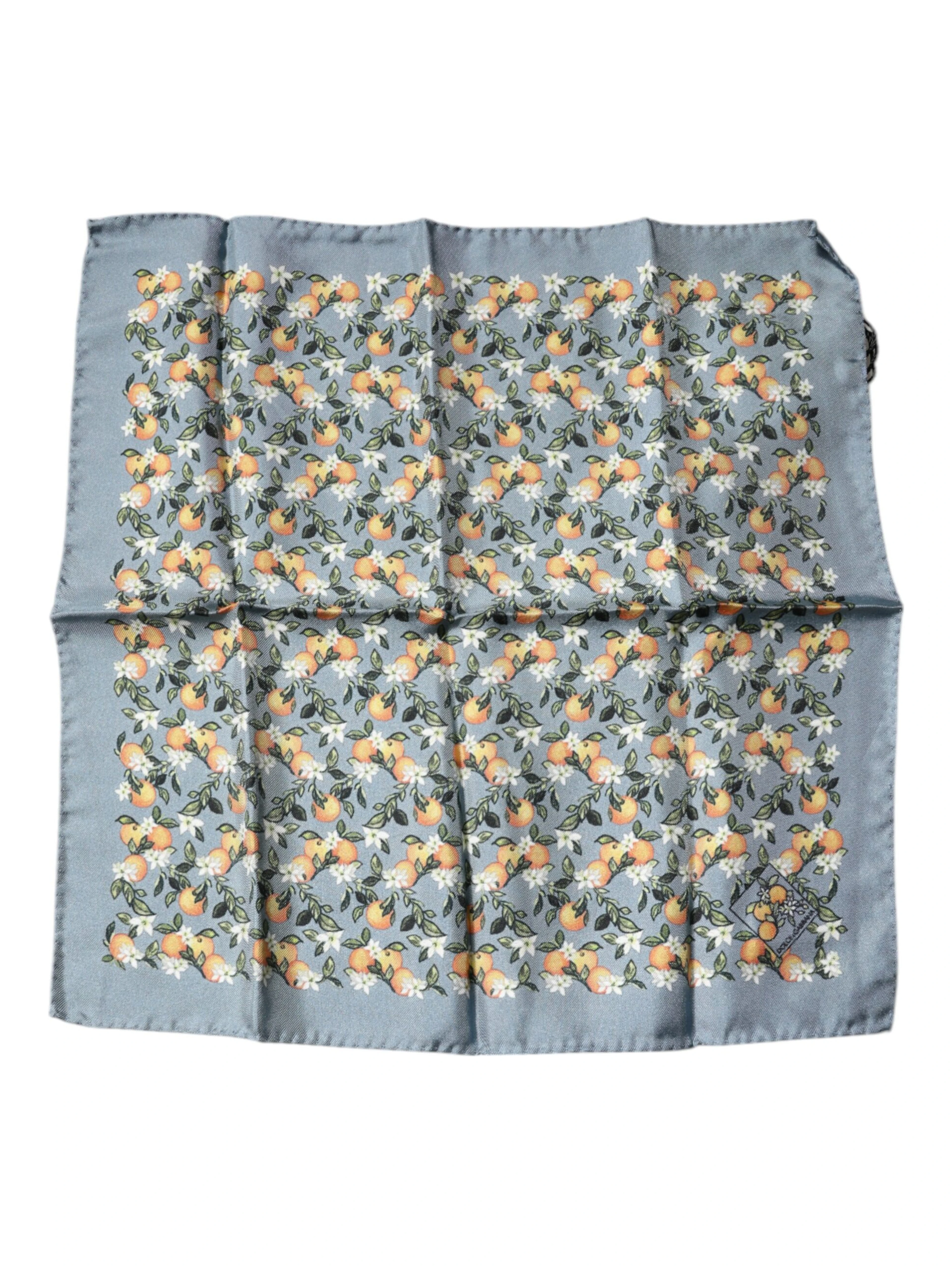 Gray Oranges Silk Square Handkerchief Scarf