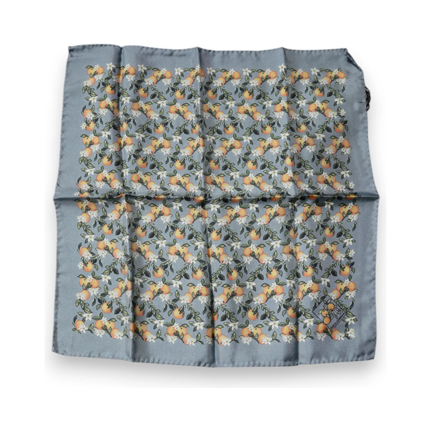 Gray Oranges Silk Square Handkerchief Scarf