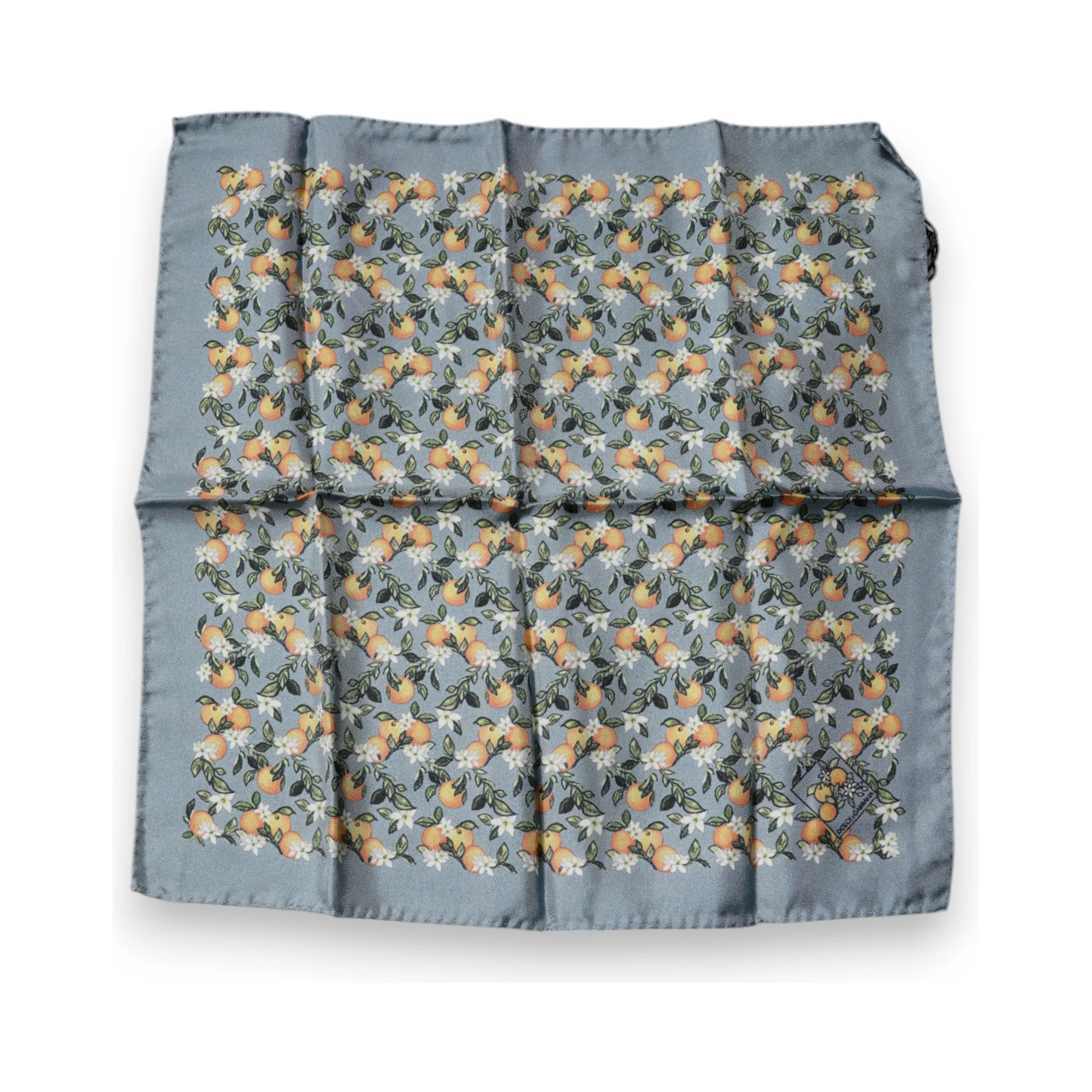 Gray Oranges Silk Square Handkerchief Scarf